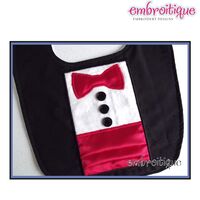 Black Tie Tuxedo Bowtie and Cummerbund ITH Applique