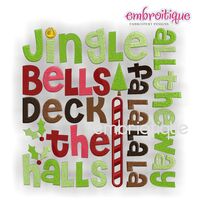 Jingle Bells Deck the Halls Word Block Embroidery Design