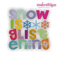 Snow is Glistening Word Block Embroidery Design