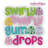 Swirly Twirly Gum Drops Embroidery Design