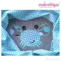 Crab with High Button Eyes Applique