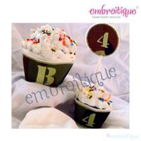 Cupcake Wrapper and Topper Set - Army Monogram and Toy Soldier