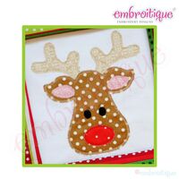 Adorable Reindeer Head Applique - Satin and Raw Edge Set, 3 image