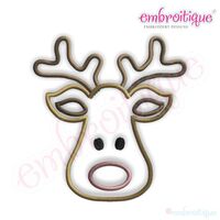Adorable Reindeer Head Applique - Satin and Raw Edge Set, 2 image