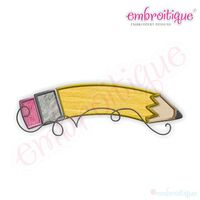 Back to School Curved Pencil Name Frame Applique, 2 image