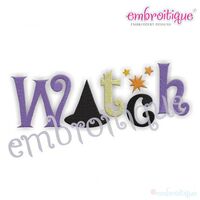 Halloween Witch Word Art Fill Stitch, Outline and Applique Set, 2 image