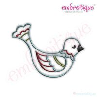 Christmas Bird Embroidery Design - Large