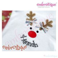 Christmas Holiday Reindeer Face Applique