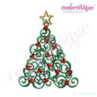 Elegant Evergreen Embroidery Design - Smaller Sizes