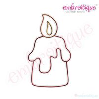 Simple Christmas Candle Embroidery Design - Small