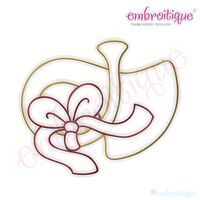 Simple Christmas French Horn Embroidery Design - Large