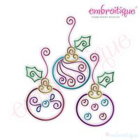 Twirly Ornament Trio Embroidery Design - Large
