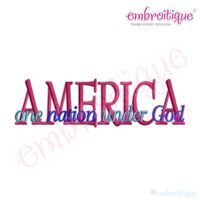 America One Nation Under God Embroidery Design