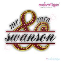 Ampersand Mr and Mrs Applique Split Name Frame - Large