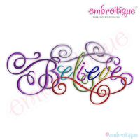 Believe Calligraphy Script Embroidery Design - Small, 2 image