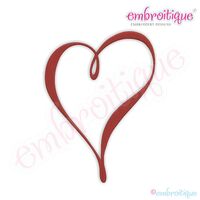 Calligraphy Heart Chevron Pattern Filled Embroidery Design - Large