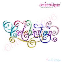 Celebration Calligraphy Script Embroidery Design - Small