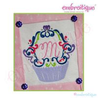 Damask Cupcake Embroidery Design - Large
