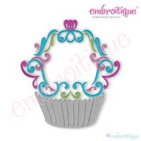 Damask Cupcake Embroidery Design - Large, 2 image