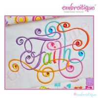 Faith Calligraphy Script Embroidery Design - Small