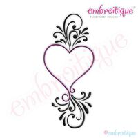 Fanciful Flourished Heart Embroidery Design - Large