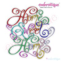 Home Sweet Home Calligraphy Script Embroidery Design - Small