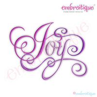 Joy Calligraphy Script Embroidery Design - Large
