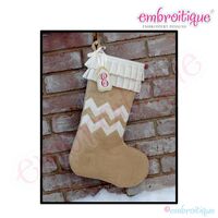 Posh and Proper - Chevron Burlap Stocking PDF Sewing Pattern - Includes Double Chevron Applique in 13 sizes