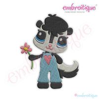 Skunk with a Flower Filled Embroidery Design