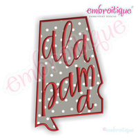 Alabama State Shape Hand Lettered Applique USA United States Roll Tide Crimson