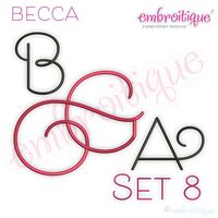 Becca Set 8 - EXCLUSIVE - Thin Calligraphy Swash Upright Alphabet Font for Machine Embroidery