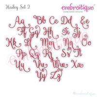 Hailey Monogram Set 2 - Curly Swirly Calligraphy Interchangeable Alphabet for machine embroidery