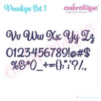 Penelope Set 1 - Calligraphy Script Monogram Alphabet Font for Machine Embroidery, 3 image