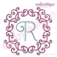 Romance Fancy Framed Monogram Initial Alphabet Font for Machine Embroidery