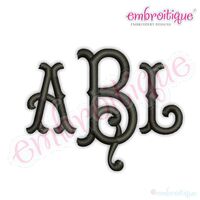 Tillman Classic Tuscan 3 Letter Monogram Machine Embroidery Alphabet