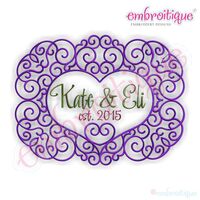 Vintage Curly Heart Scroll Monogram Font Frame