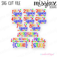 Back to School Cutie and Stud SVG file set, all grades - SVG file