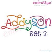 Addyson Set 3 Whimsical Machine Embroidery Alphabet Monogram Font -Embroitique Great for Boys and Girls, 5 image