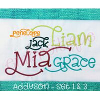 Addyson Set 3 Whimsical Machine Embroidery Alphabet Monogram Font -Embroitique Great for Boys and Girls