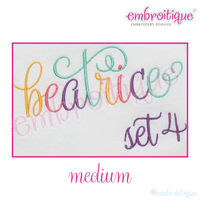 Beatrice Monogram Set 4 - Medium - Upright Calligraphy Script Alphabet for Machine Embroidery