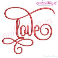 Love Curly Calligraphy Upright Word Art Machine Embroidery Design
