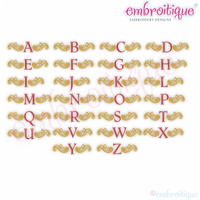 Steele Vintage Accent Flourish Initial Embroidery Monogram Font - Large Embroitique