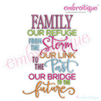Family Our Refuge From The Storm Our Link To The Past Our Bridge To The Future -  Machine Embroidery Design