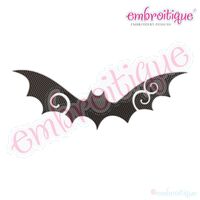 Swirly Flourish Chevron Fill Stitch Bat 1 - Halloween Fall