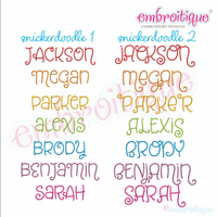 Snickerdoodle 2  Adorable Cute and Curly LARGE SET  Embroitique Exclusive machine Embroidery Monogram Font -sizes 4", 5". 6". 7"