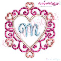 Curly Heart Monogram Font Frame