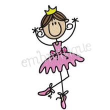 Ballerina Stick Girl Embroidery Design