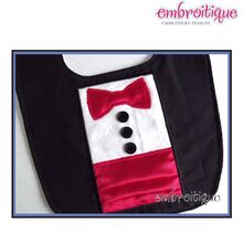 Black Tie Tuxedo Bowtie and Cummerbund ITH Applique