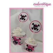 Cupcake Wrapper and Topper Set - Girly Skull