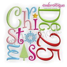 December 25 Christmas Word Block Whimsical